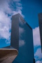 Huge skyscrapers in Rotterdam. Gebouw Delftse Poort a tall glassy building next to the central railway station Royalty Free Stock Photo