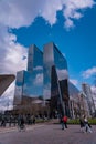 Huge skyscrapers in Rotterdam. Gebouw Delftse Poort a tall glassy building next to the central railway station Royalty Free Stock Photo