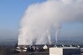 smoke over Mayen in winter Royalty Free Stock Photo