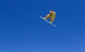 Huge snowboarding jump on slopes of ski resort in Spain Royalty Free Stock Photo
