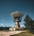 A huge soviet radio telescope near abandoned military town Irbene in Latvia. Former super-secret Soviet Army space