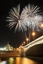 Huge Sparkling White Balls Over St. Basil`s Slope Royalty Free Stock Photo