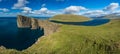 Sorvagsvatn lake over the ocean spectacular gigapan, Faroe Islands Royalty Free Stock Photo