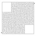 A huge square labyrinth with an entrance and an exit. Simple flat vector illustration isolated on white background. With a place