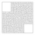 A huge square labyrinth with an entrance and an exit. Simple flat vector illustration isolated on white background. With a place f