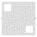 A huge square labyrinth with an entrance and an exit. Simple flat vector illustration isolated on white background. With a place
