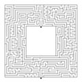 A huge square labyrinth with an entrance and an exit. Simple flat vector illustration isolated on white background. With a place