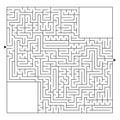 A huge square labyrinth with an entrance and an exit. Simple flat vector illustration isolated on white background. With a place