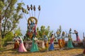 Huge statue of Lord Shri Krishna and Radha with Gopis performing raas leela, Nilkantheshwar Temple