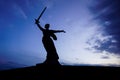 A huge statue of the Motherland Calls on the Mamayev mound