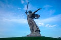 A huge statue of the Motherland Calls on the Mamayev mound