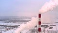 A huge Steam pillar from the power plant or factory pipe, close up.