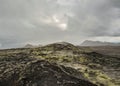 Huge still steaming lava field at Krafla volcanic area, Myvatn lake area, Northern Iceland, Europe Royalty Free Stock Photo