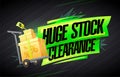 Huge stock clearance banner mockup with boxes on a shopping cart Royalty Free Stock Photo