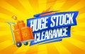 Huge stock clearance vector web banner template with boxes on a shopping cart Royalty Free Stock Photo