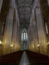 Huge stone columns inside interior indoor dominican convent church cathedral Batalha monastery leiria portugal Royalty Free Stock Photo