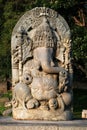 Huge stone Ganesha statue at western entrance of Hoysaleswara temple, Halebidu temple, Halebidu, Hassan District of Karnataka