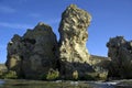 Stone sculptures on the shores of the Azov Sea.