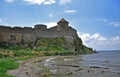 The huge stone walls of the ancient Akkerman fortress, Belgorod-Dniester, Odessa region Royalty Free Stock Photo