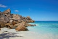 Huge stones and clear water, Seychelles Royalty Free Stock Photo