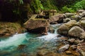 The huge stones near the waterfall Casaroro. Philippines. Valencia, island Negros.