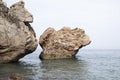 Huge stones in the sea. Cliff