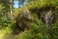 Huge stones on terrenkur health trail along Belokurikha mountain river