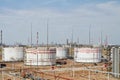 Huge storage tanks for petroleum products with the logo of LUKOI