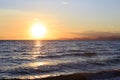 Huge sun sets in the Aegean Sea. Royalty Free Stock Photo