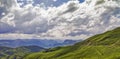 Huge thick clouds over the mountains of the North Caucasus.The Elbrus region.