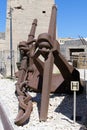 Valletta, Malta, August 2019. Old ship anchors in a military museum, vertical view.