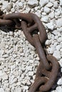 Valletta, Malta, August 2019. Links of the old anchor chain on a light background. Royalty Free Stock Photo