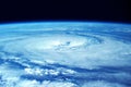 A huge tornado, a cyclone from space. Royalty Free Stock Photo