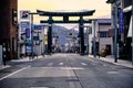 Huge Torri Gate in Japanese Town