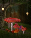 Huge toxic mushrooms in a secret fairy tale place