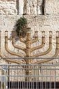 The huge traditional and state-owned menorah in the Western Wall plaza in Jerusalem,