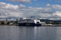 Huge transatlantic boat in a large lake in Oslo, Norway