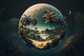 Huge tropical nature on a small radius planet Royalty Free Stock Photo