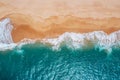 Huge turquoise waves breaking on a lonely sandy beach on Sri Lanka island near Tangalle town Hambantota District. Traveling or Royalty Free Stock Photo