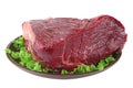 Huge uncooked meat on plate Royalty Free Stock Photo