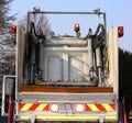 Huge urban sanitation trucks during the collection of solid waste