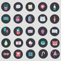 Huge vector set of 25 circle icons for social network, blog, web site, stickers, etc Royalty Free Stock Photo