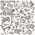 Huge vector set of hand drawn swirls for design Royalty Free Stock Photo