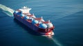 Huge vessel for LNG gas traveling across the ocean.