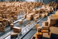 huge warehouse with parcels in cardboard boxes. Generative AI Royalty Free Stock Photo