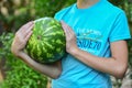 Huge watermelon in hand