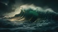 Huge wave breaking with a lot of spray and splash Royalty Free Stock Photo