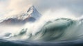 Huge wave breaking with a lot of spray and splash Royalty Free Stock Photo