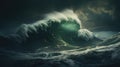 Huge wave breaking with a lot of spray and splash Royalty Free Stock Photo