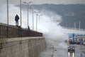 Huge waves flooded Varna breakwater